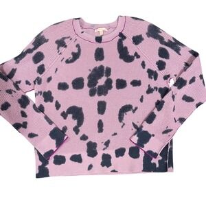 Lisa Todd Womens Sweater Large Purple/Navy‎ Crew Neck Knit Cotton Long Sleeve